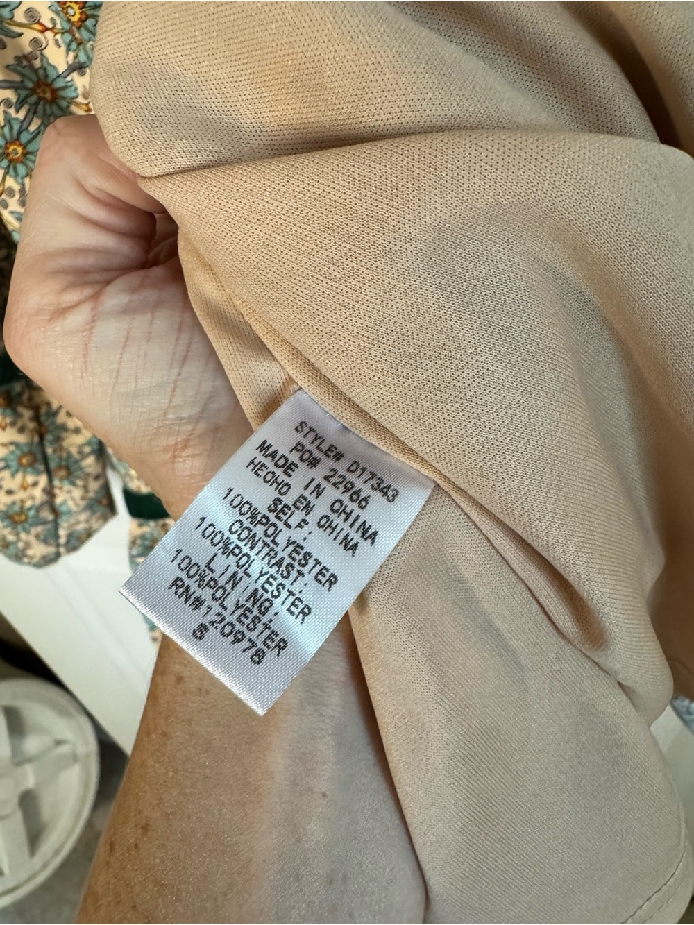 Entro Boho Floral Peasant Dress with Green Velvet Trim - Picture 6 of 6